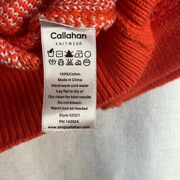 Callahan Knitwear x Anthropologie Jacquard Knit V-Neck Sweater Tangerine NWT - Picture 9 of 9